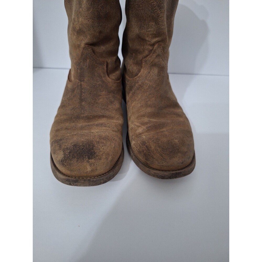 Ralph Lauren Purple Label Women's Brown Suede Leather Ankle Boots Sz 7.5 Cowgirl - Picture 4 of 16